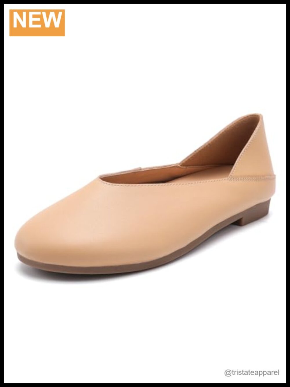 Genuine Leather Ballet Flats Side Cut-Out Low Heel Slip-On Work Shoes